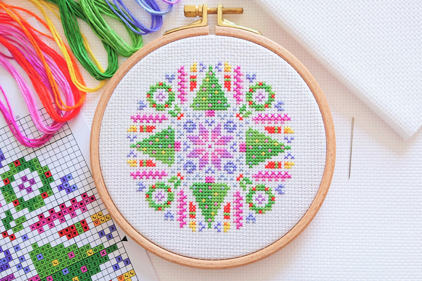 Mini Christmas Mandala Cross Stitch Kit