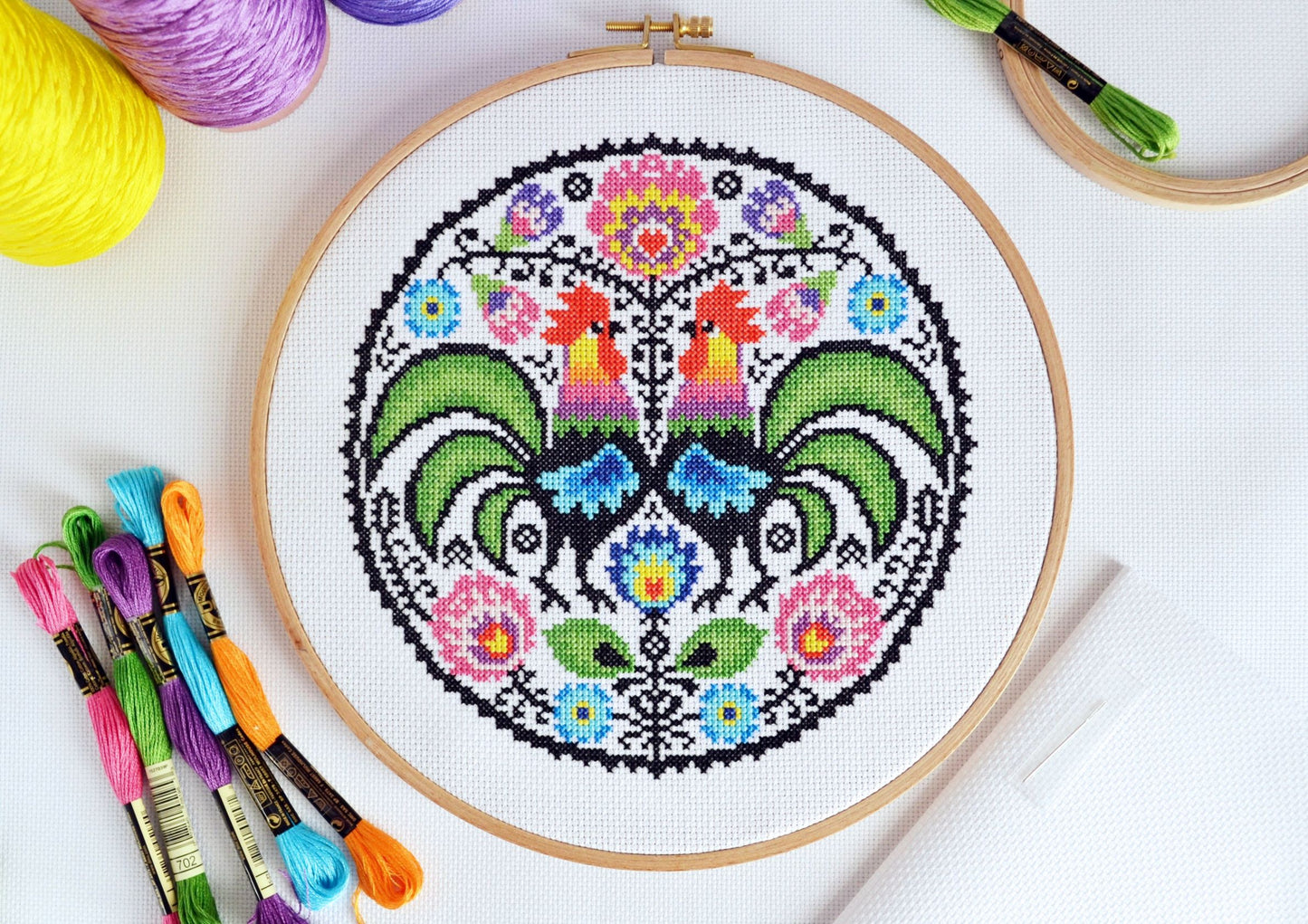 PDF Pattern for Folk Roosters