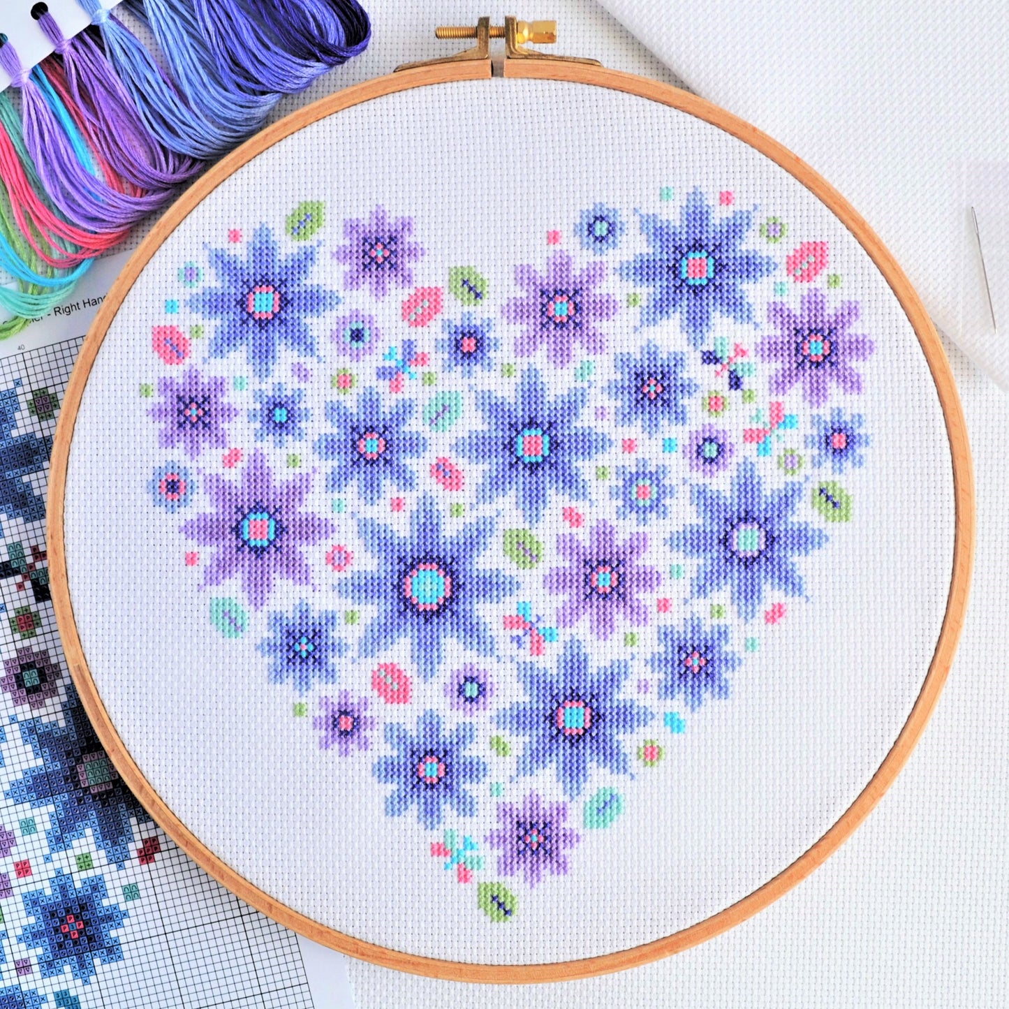 Floral Heart Sampler Cross Stitch Kit