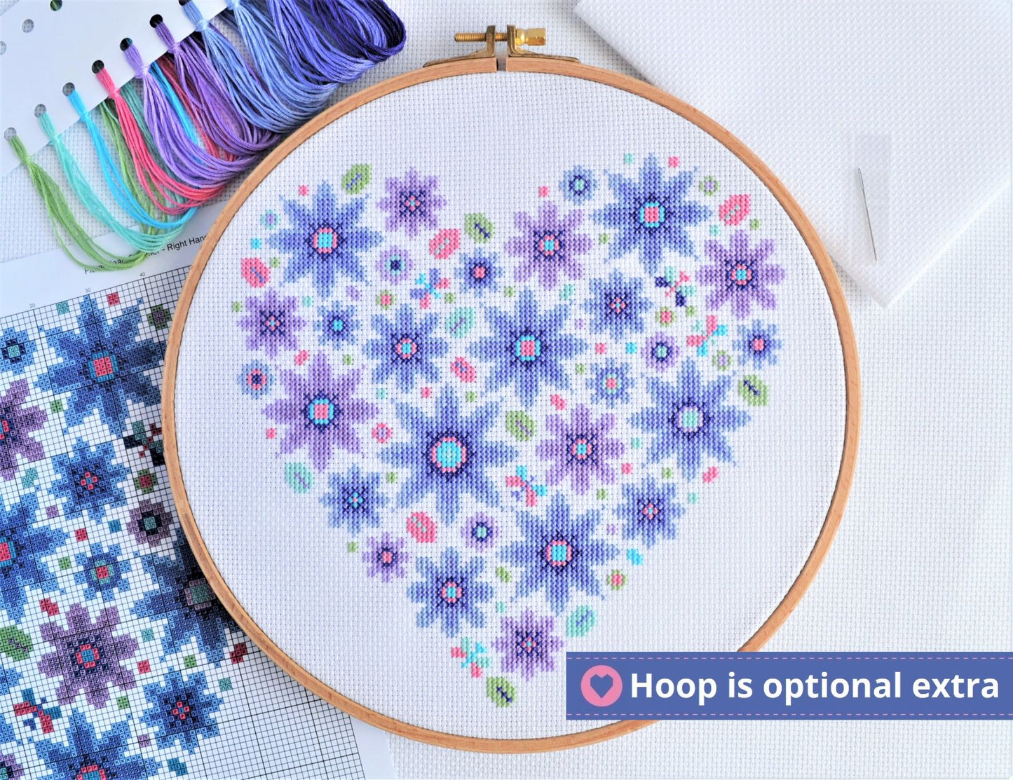 Floral Heart Sampler Cross Stitch Kit