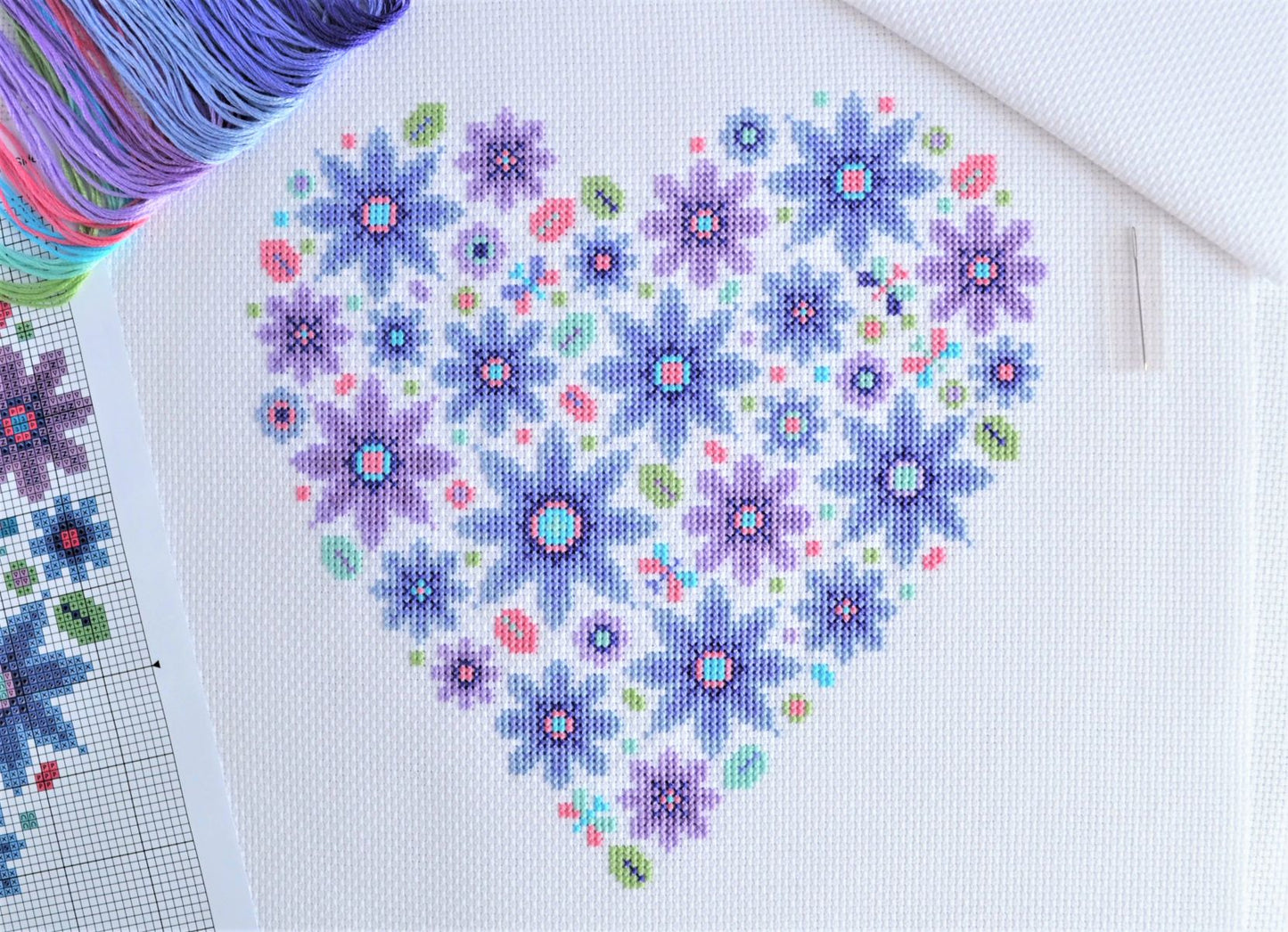 Floral Heart Sampler Cross Stitch Kit