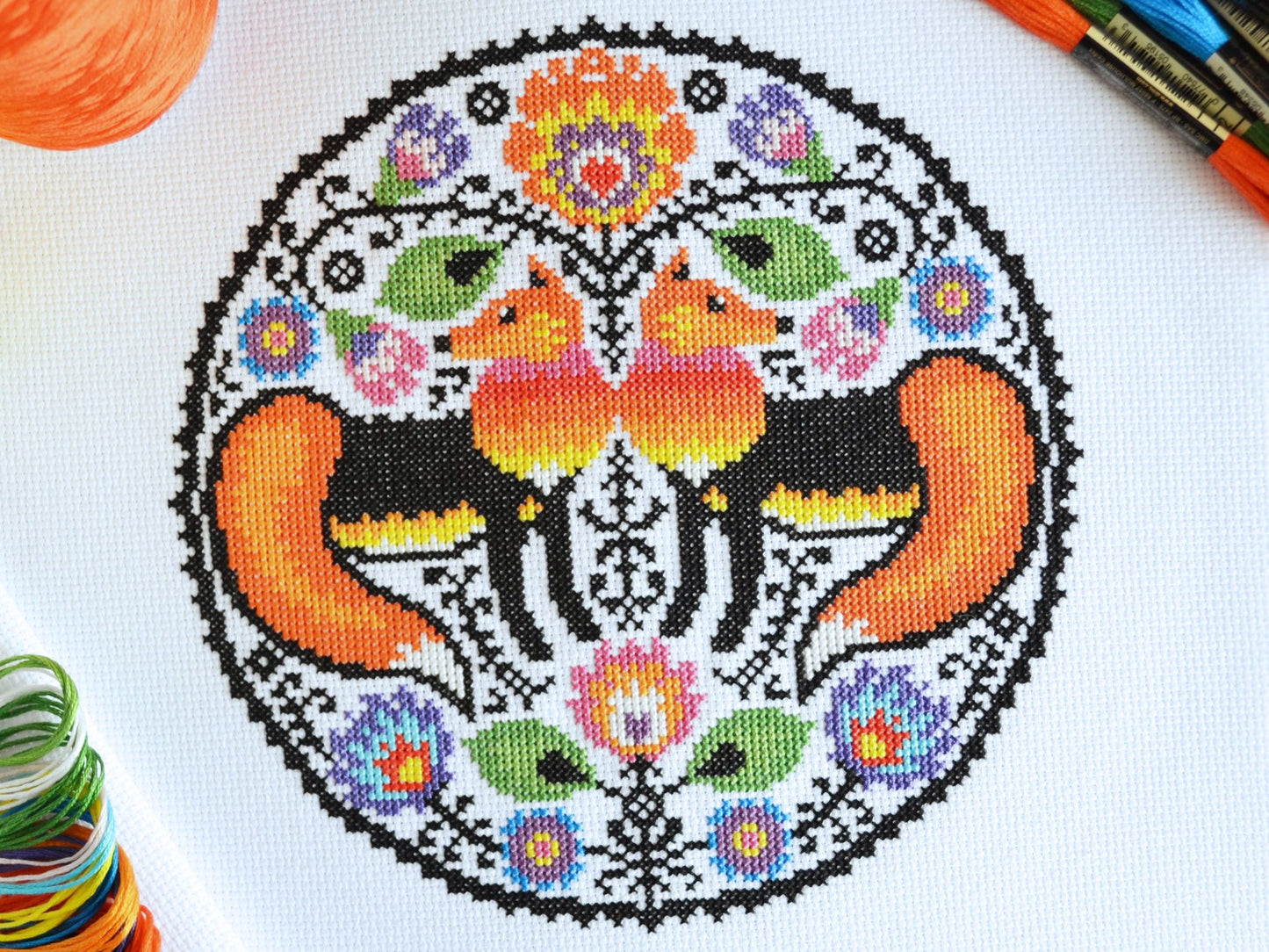 Folk Foxes Cross Stitch Kit