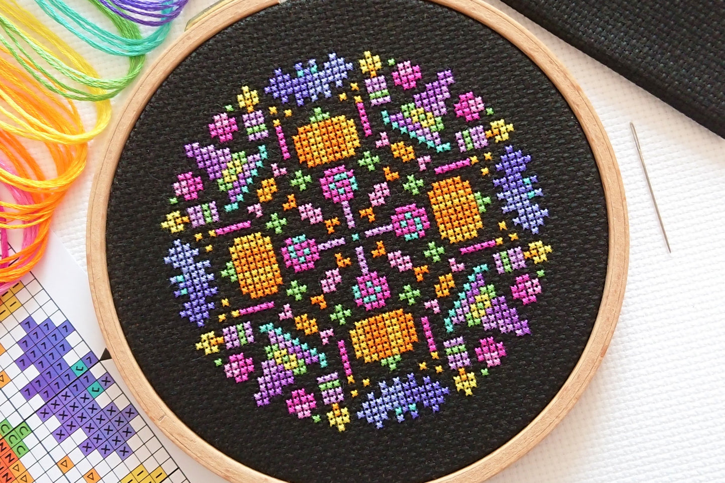 Mini Halloween Mandala Cross Stitch Kit