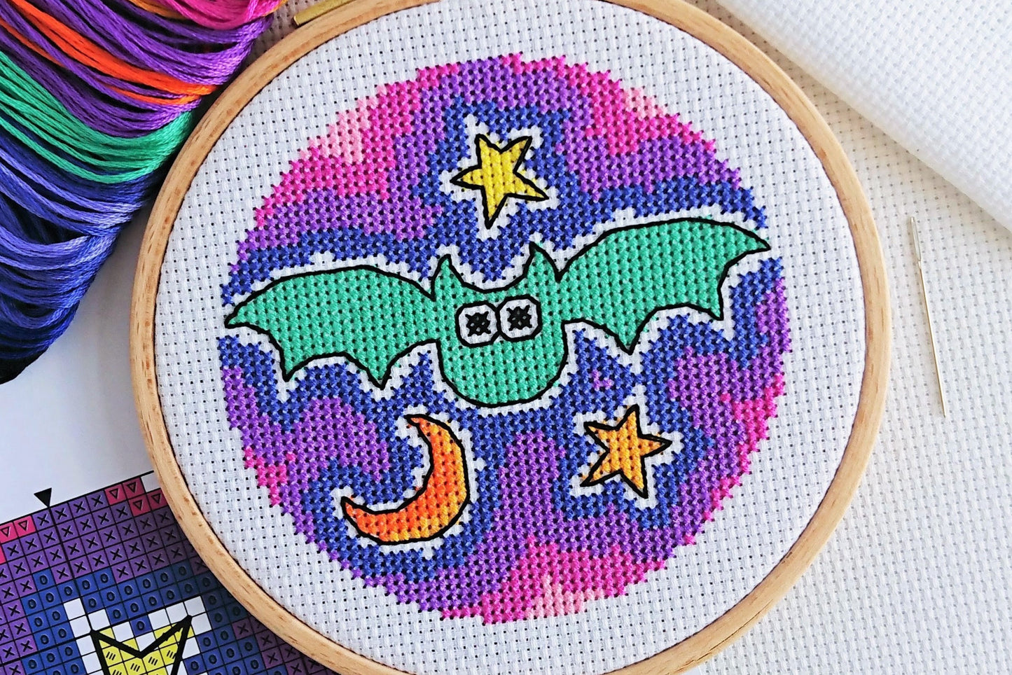 Halloween Trio Witch, Bat, Cat Cross Stitch Kit