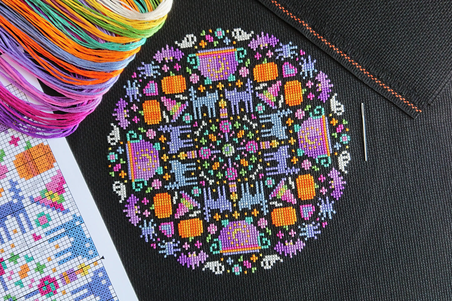 Halloween Mandala Cross Stitch Kit