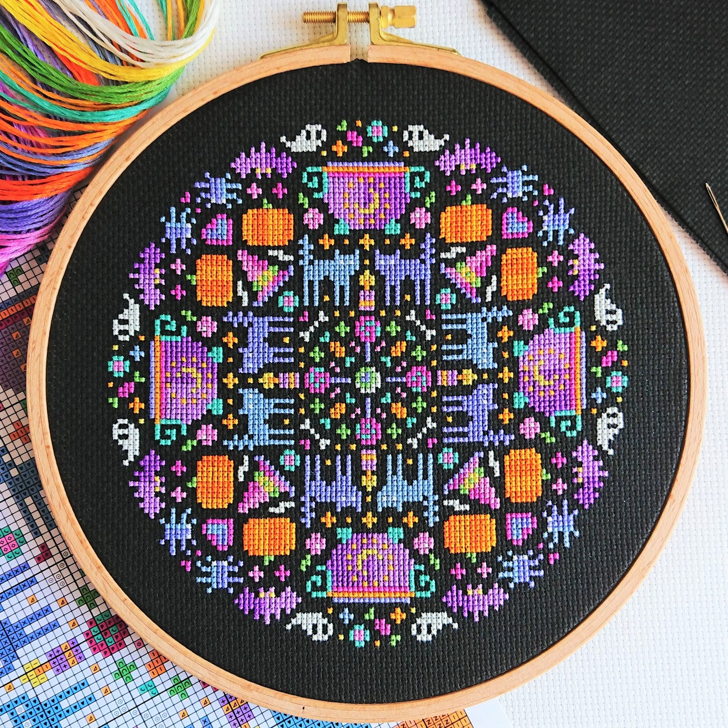 Halloween Mandala Cross Stitch Kit