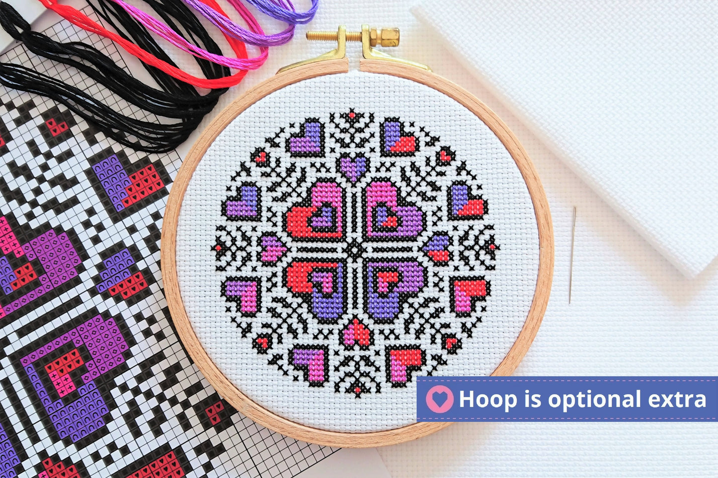 Mini Heart Mandala Cross Stitch Kit