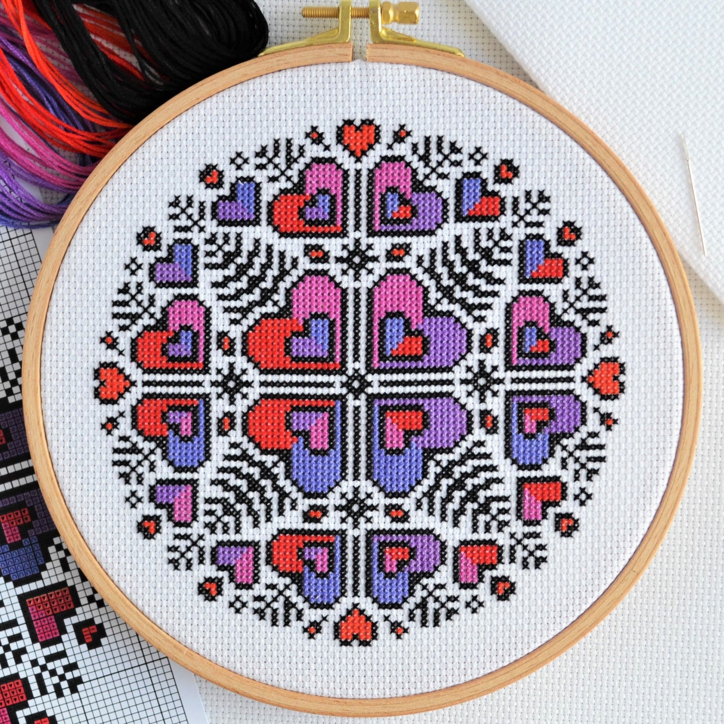 Heart Mandala Cross Stitch Kit