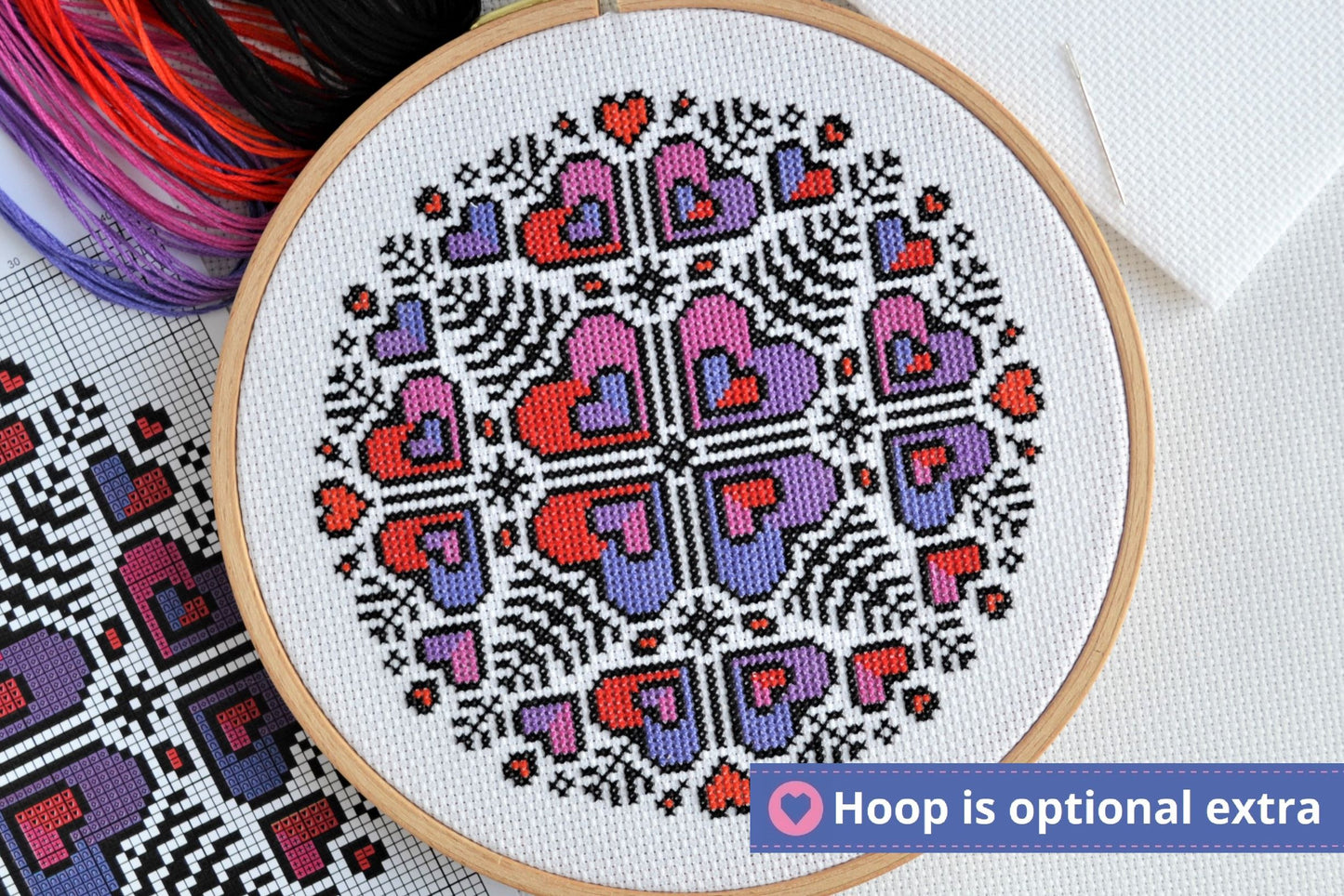 Heart Mandala Cross Stitch Kit