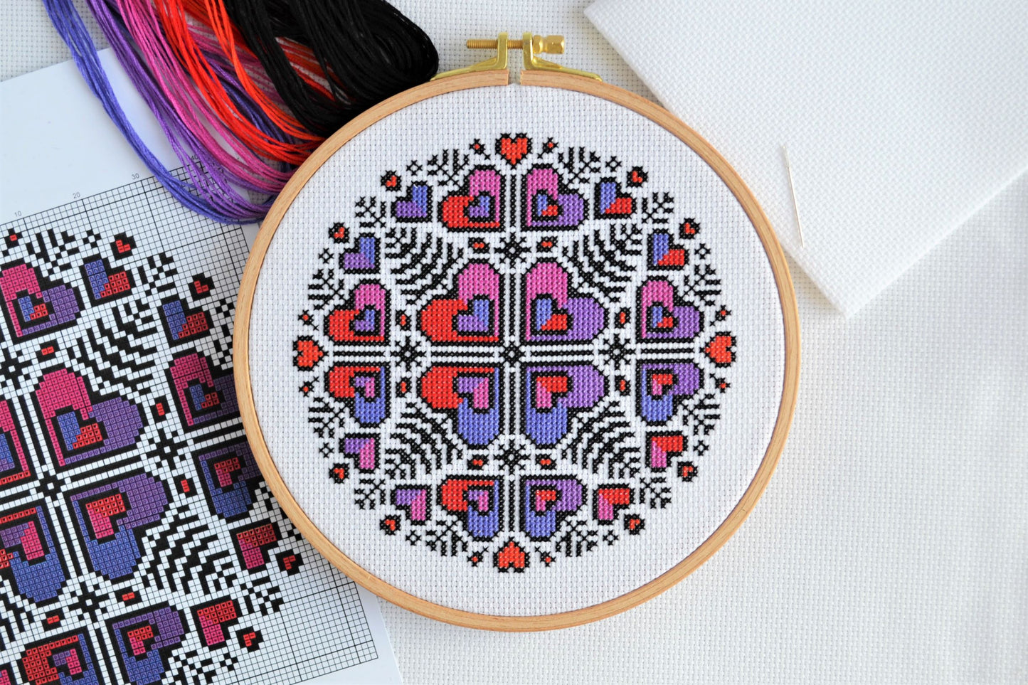 Heart Mandala Cross Stitch Kit