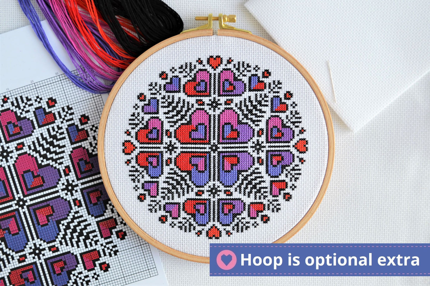 Heart Mandala Cross Stitch Kit