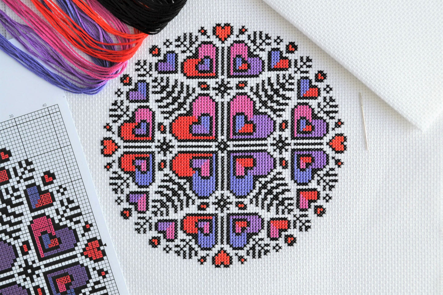 Heart Mandala Cross Stitch Kit