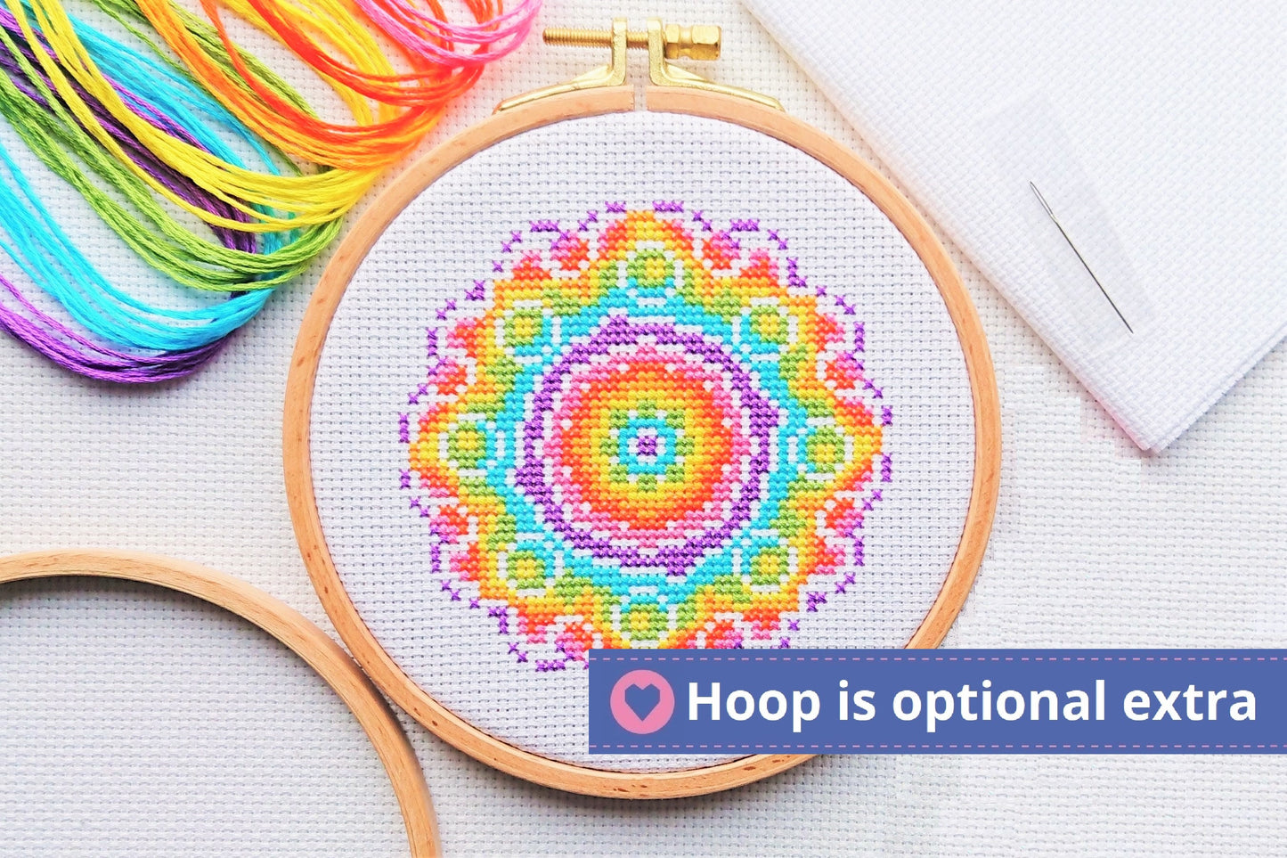 Mini Rainbow Mandala Cross Stitch Kit