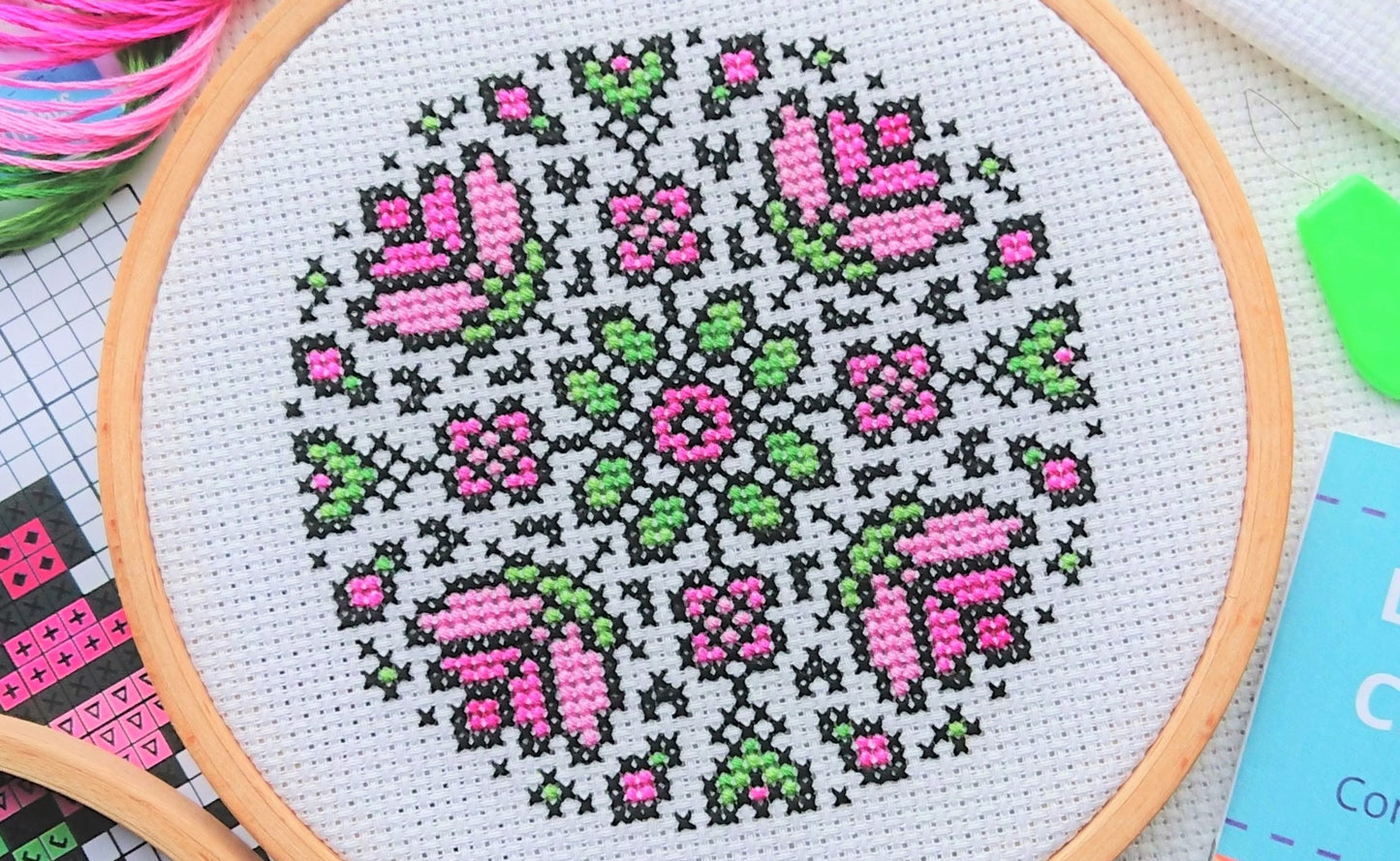 Cross Stitch Kit for Beginners ~ Lotus Mandala