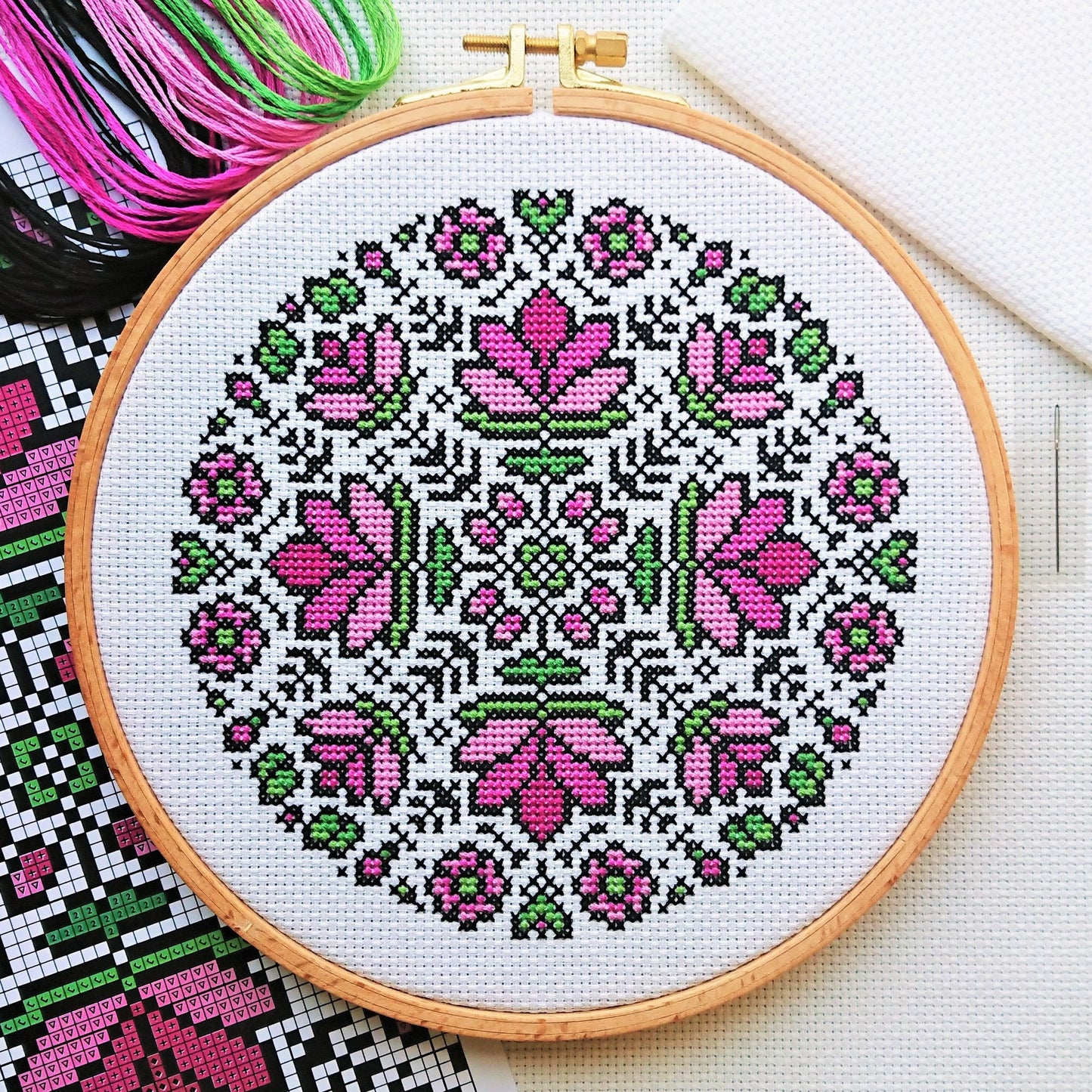 Lotus Mandala Cross Stitch Kit