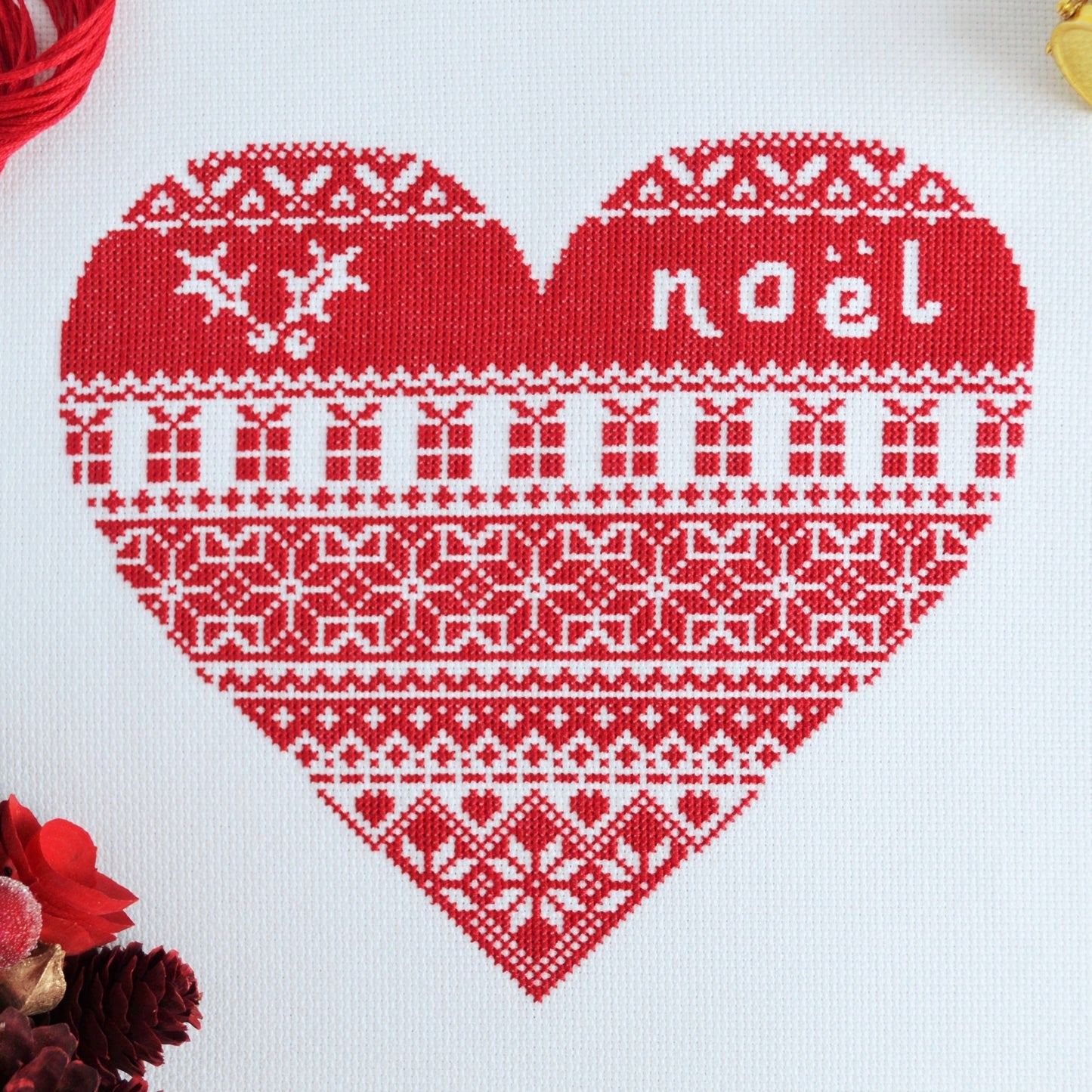 Noel Heart Sampler Cross Stitch Kit