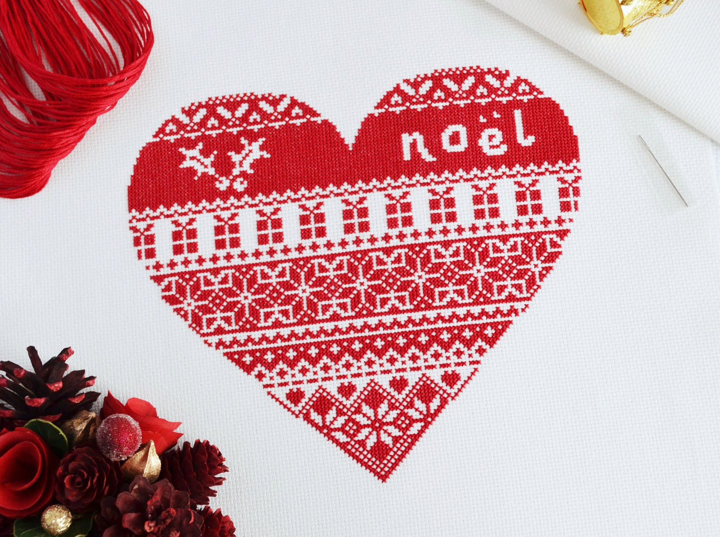 Noel Heart Sampler Cross Stitch Kit