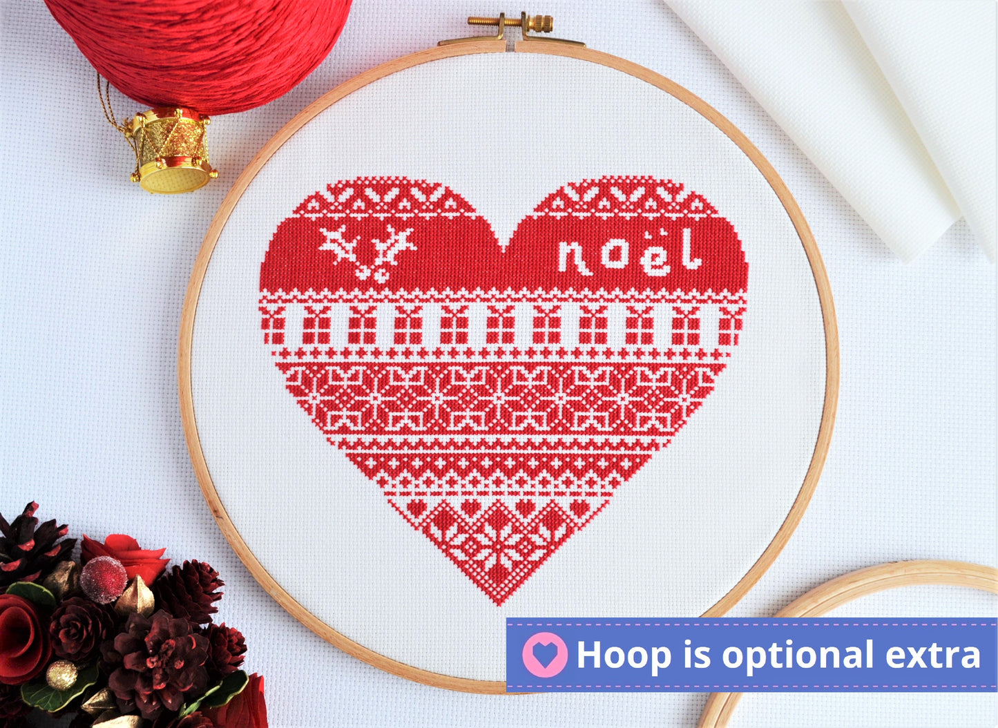 Noel Heart Sampler Cross Stitch Kit