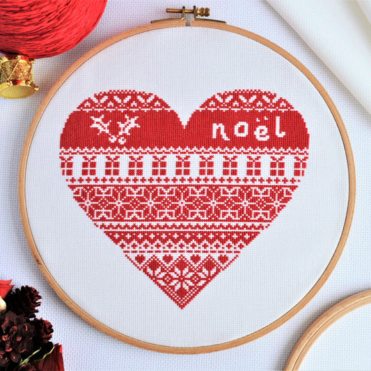 Noel Heart Sampler Cross Stitch Kit