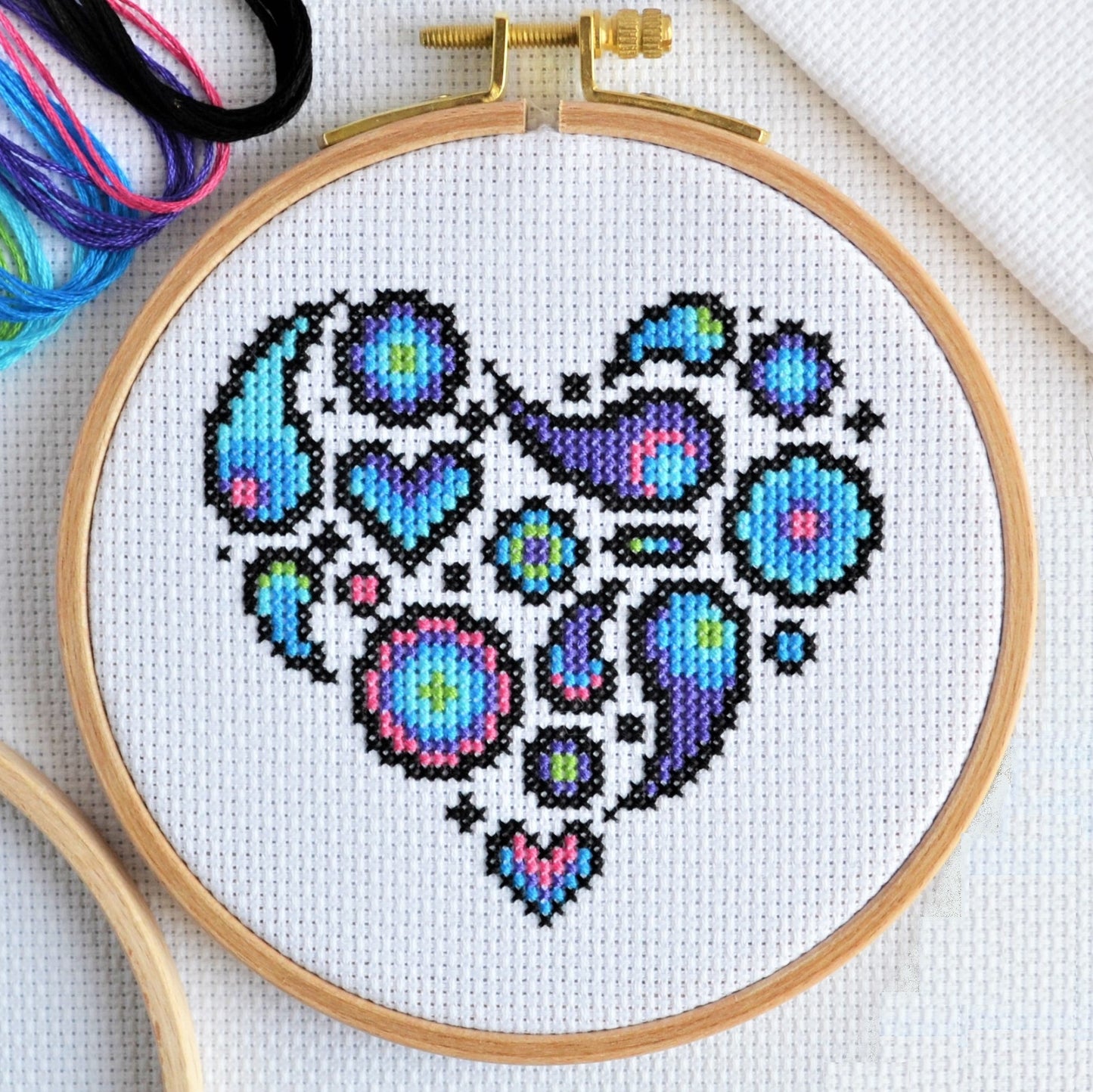 Mini Paisley Heart Cross Stitch Kit