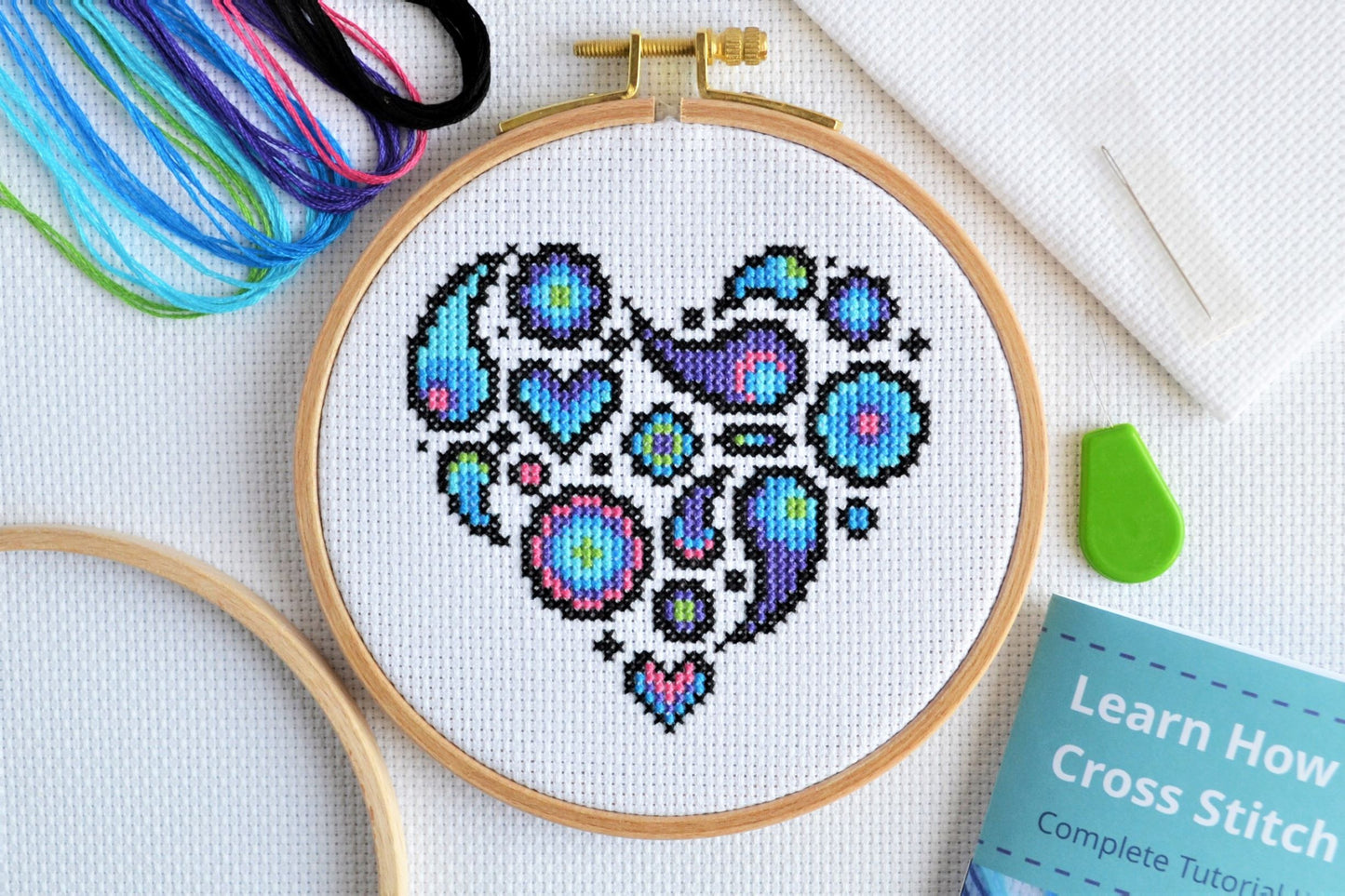 Cross Stitch Kit for Beginners ~ Paisley Heart