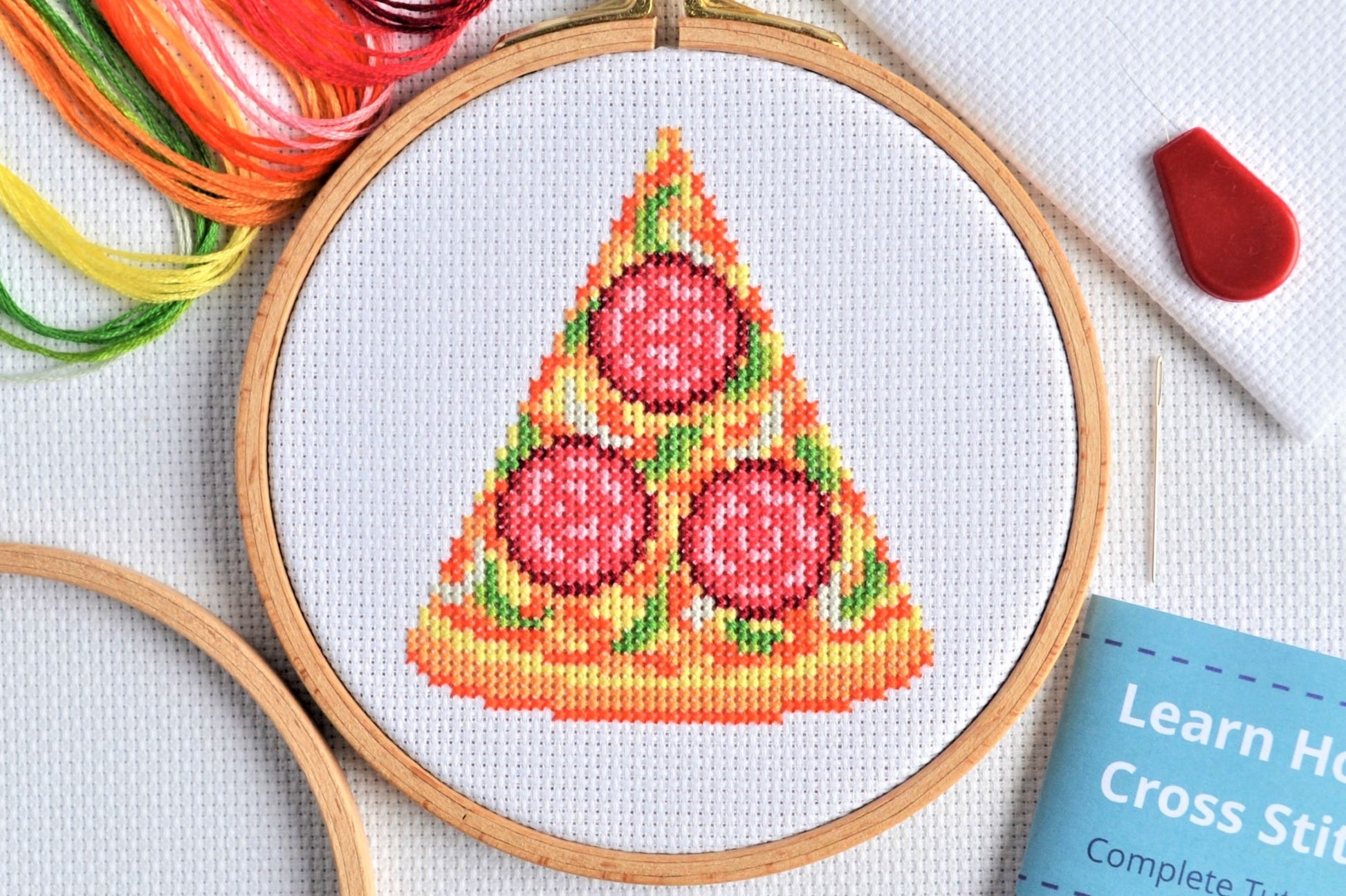 DIY Kit, Pizza Cross Stitch Kit for Beginners