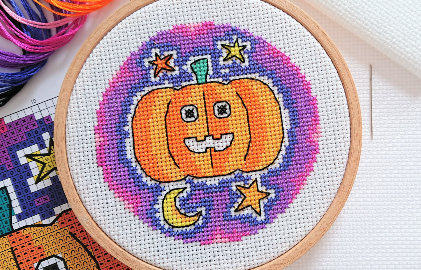 Halloween Trio Pumpkin, Ghost, Spider Cross Stitch Kit