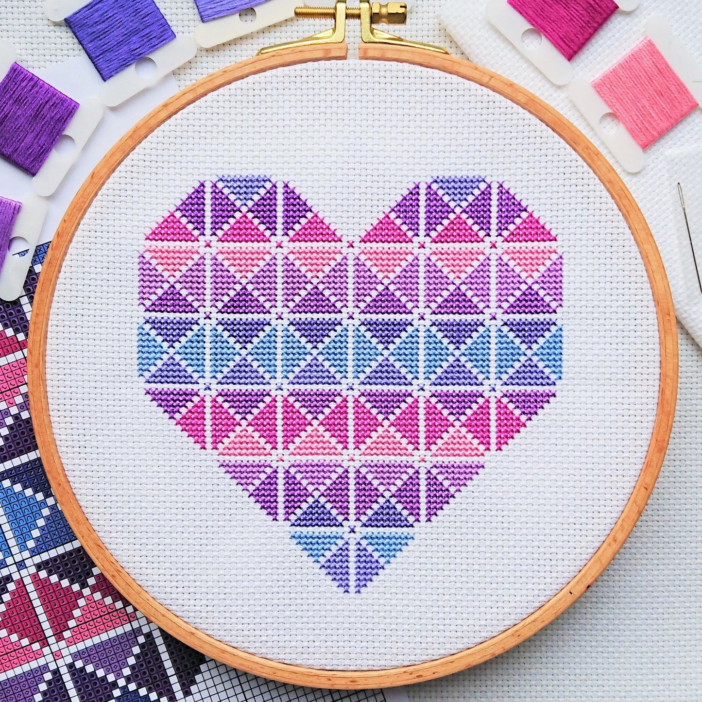 PDF Pattern for Purple Geometric Heart