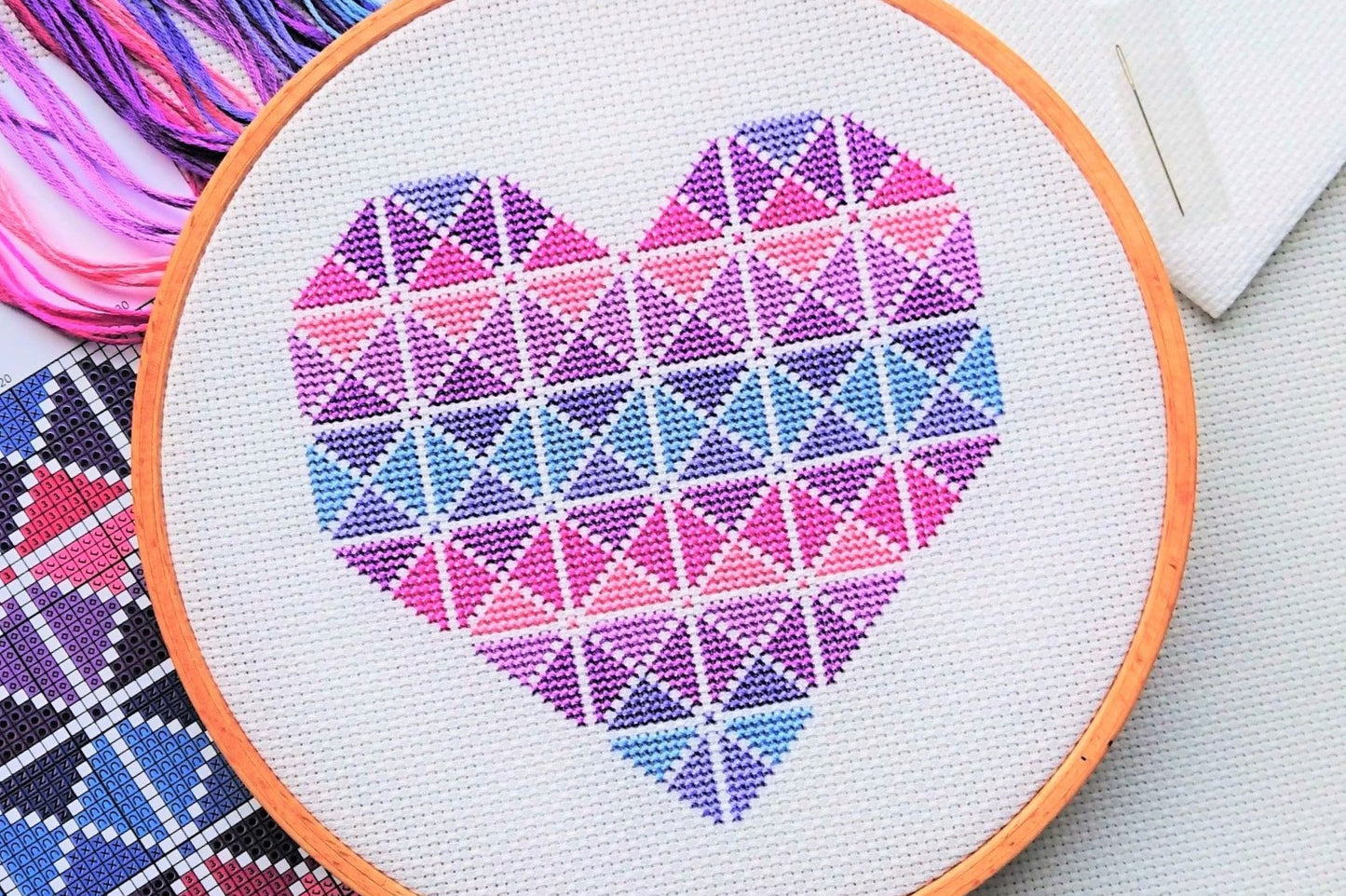 PDF Pattern for Purple Geometric Heart
