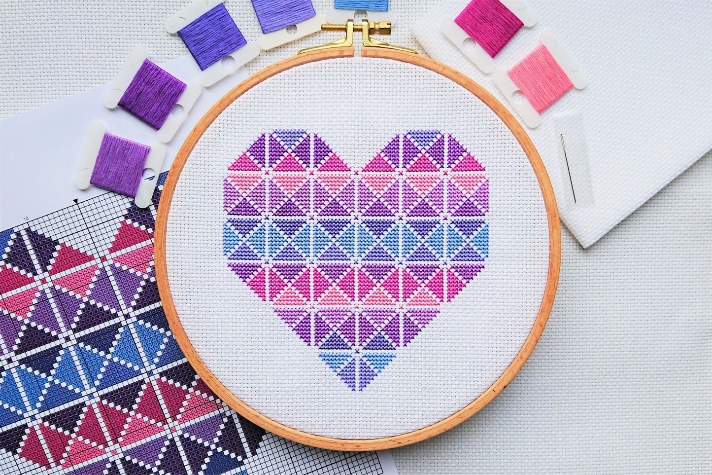 PDF Pattern for Purple Geometric Heart