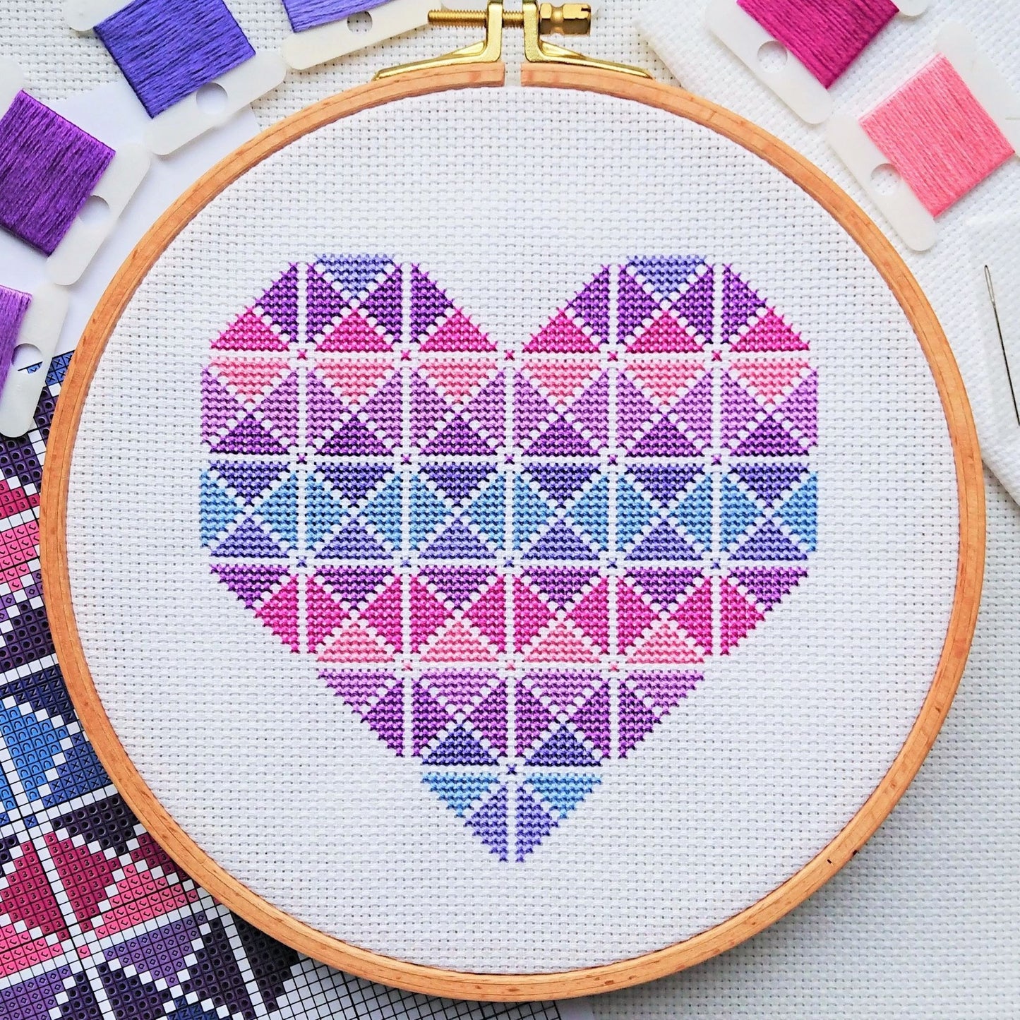 PDF Pattern for Purple Geometric Heart