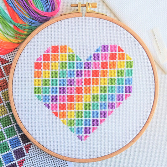 Rainbow Heart Cross Stitch Kit