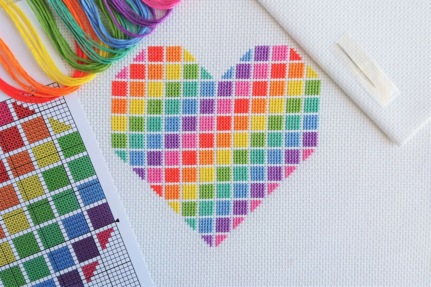 Rainbow Heart Cross Stitch Kit