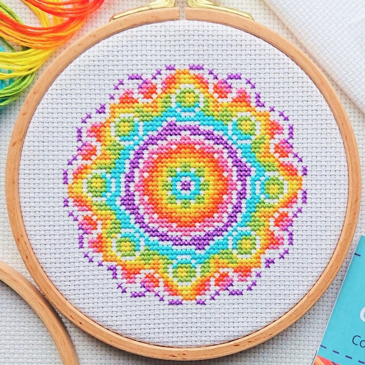 Cross Stitch Kit for Beginners ~ Rainbow Mandala