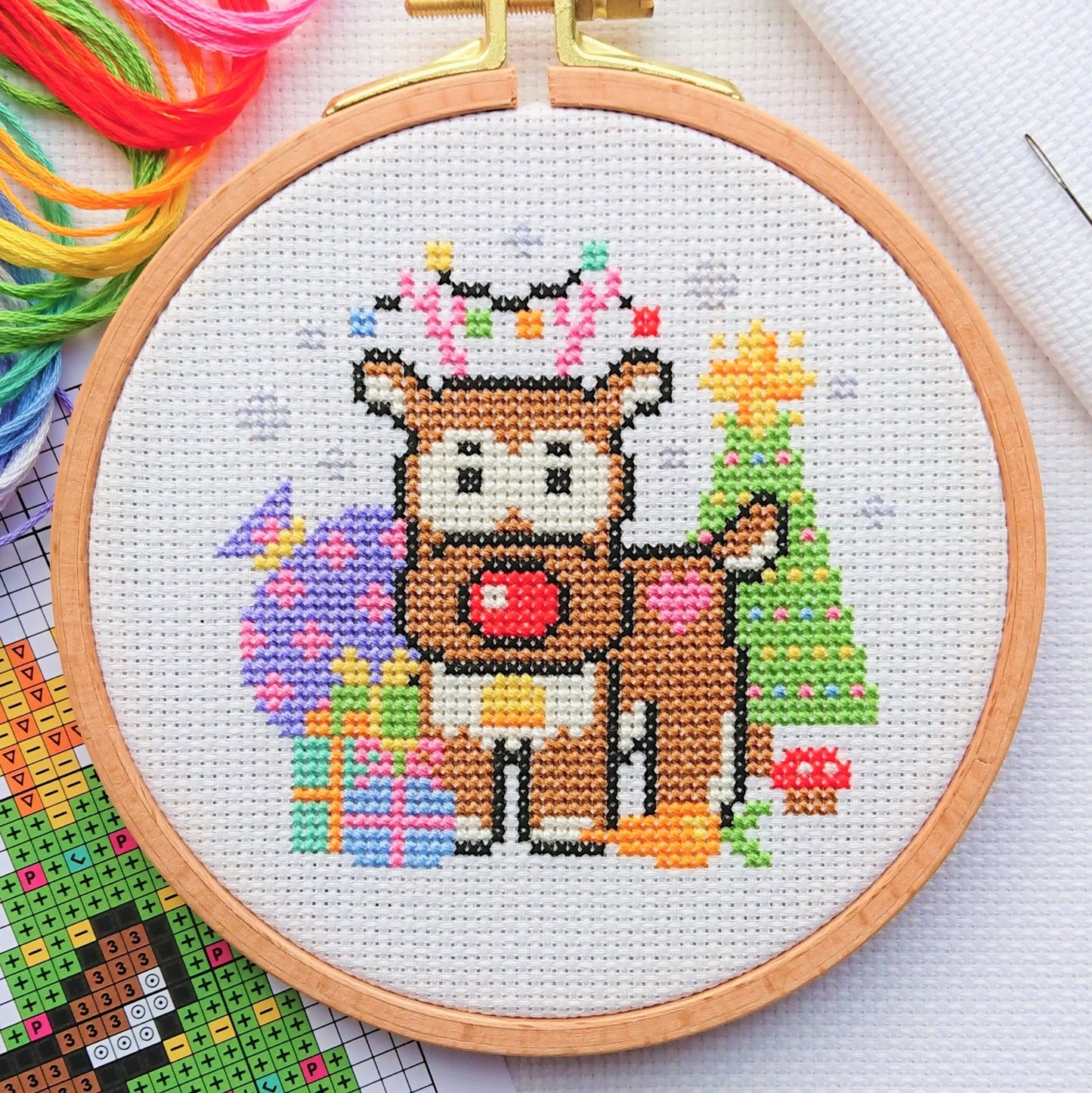 Mini Christmas Reindeer Cross Stitch Kit