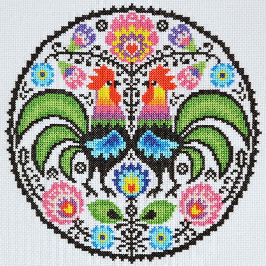 Folk Roosters Cross Stitch Kit