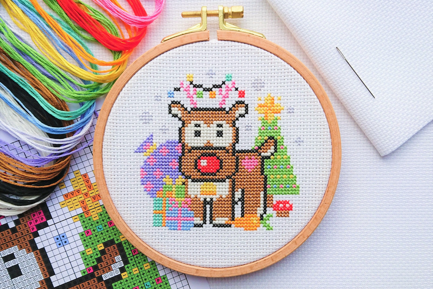 Mini Christmas Reindeer Cross Stitch Kit