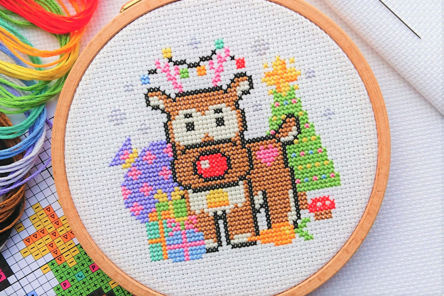 Mini Christmas Reindeer Cross Stitch Kit