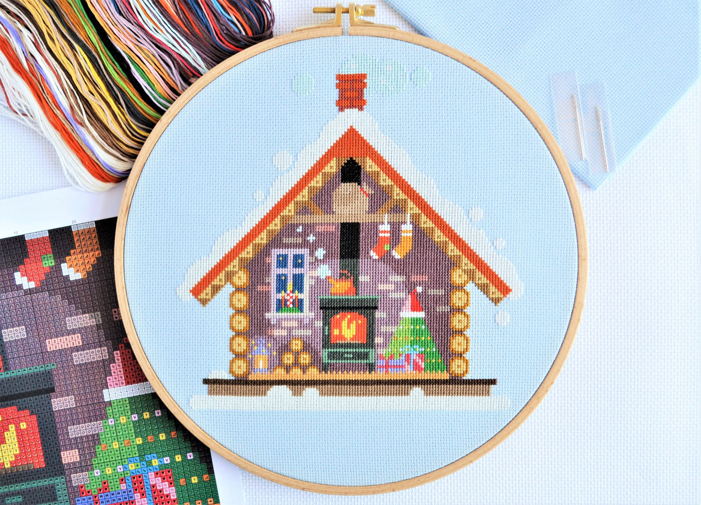 Santa's Cosy Cabin Cross Stitch Kit