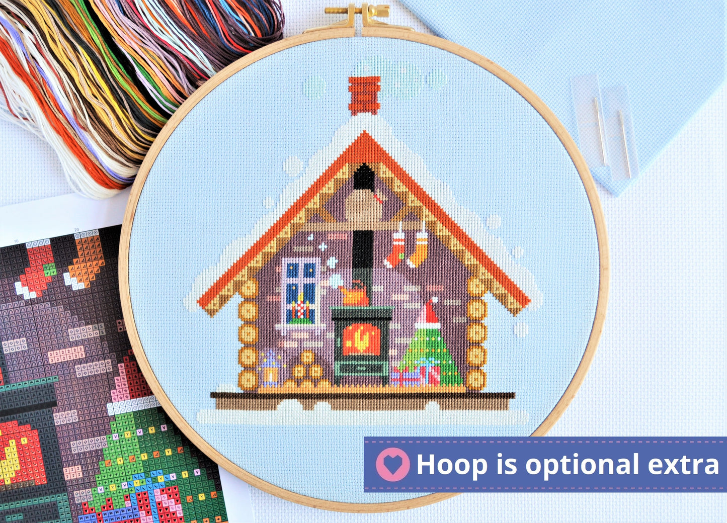 Santa's Cosy Cabin Cross Stitch Kit