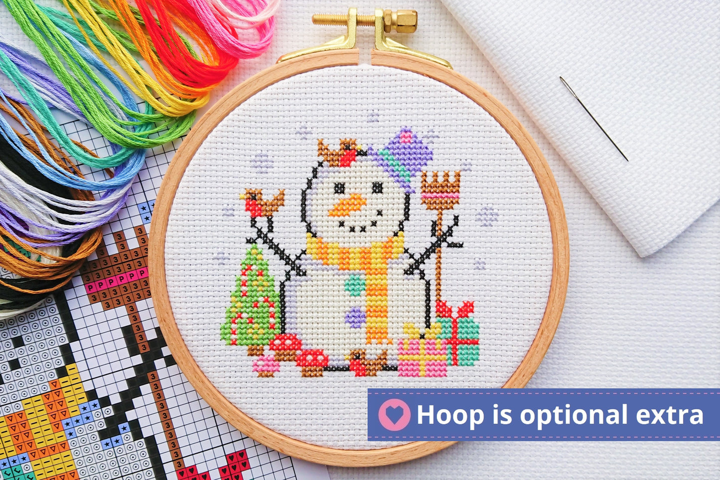 Mini Christmas Snowman Cross Stitch Kit