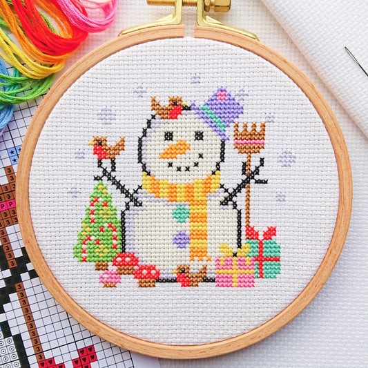 Mini Christmas Snowman Cross Stitch Kit