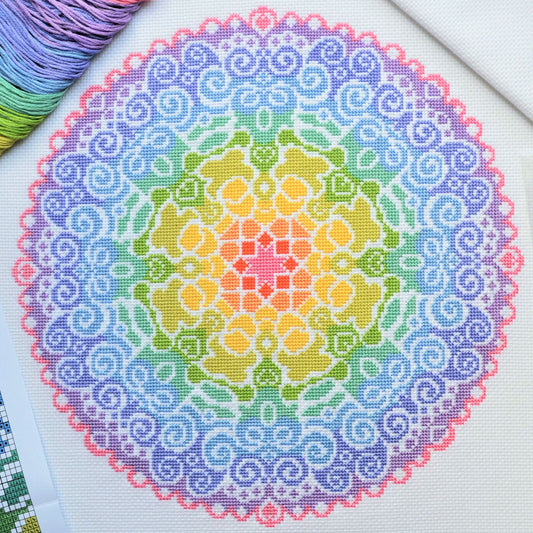 Spectral Mandala Cross Stitch Kit