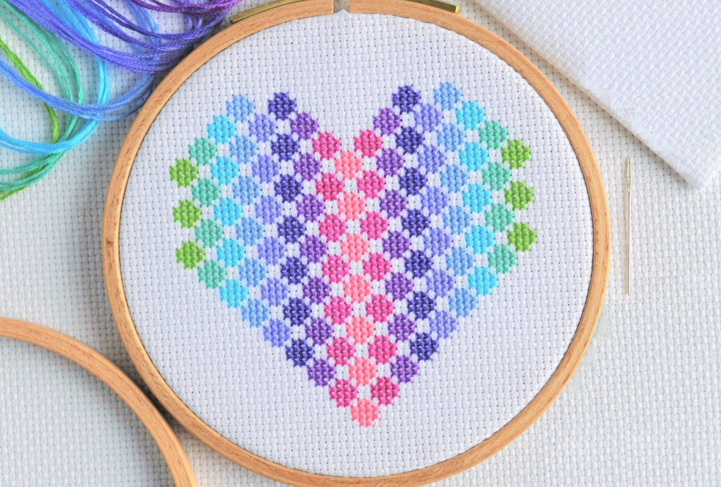 Mini Spotty Heart Cross Stitch Kit