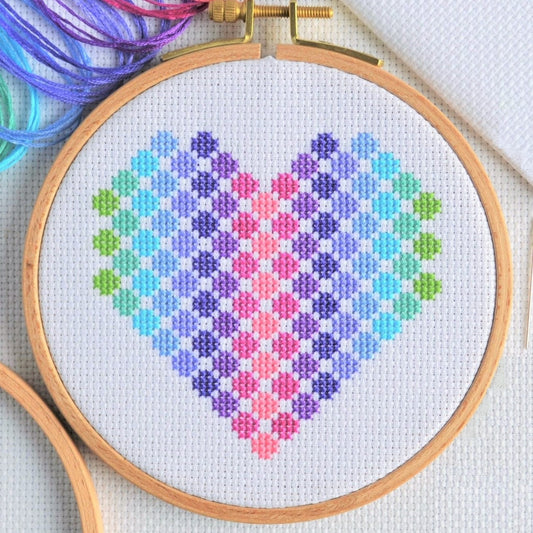 Mini Spotty Heart Cross Stitch Kit