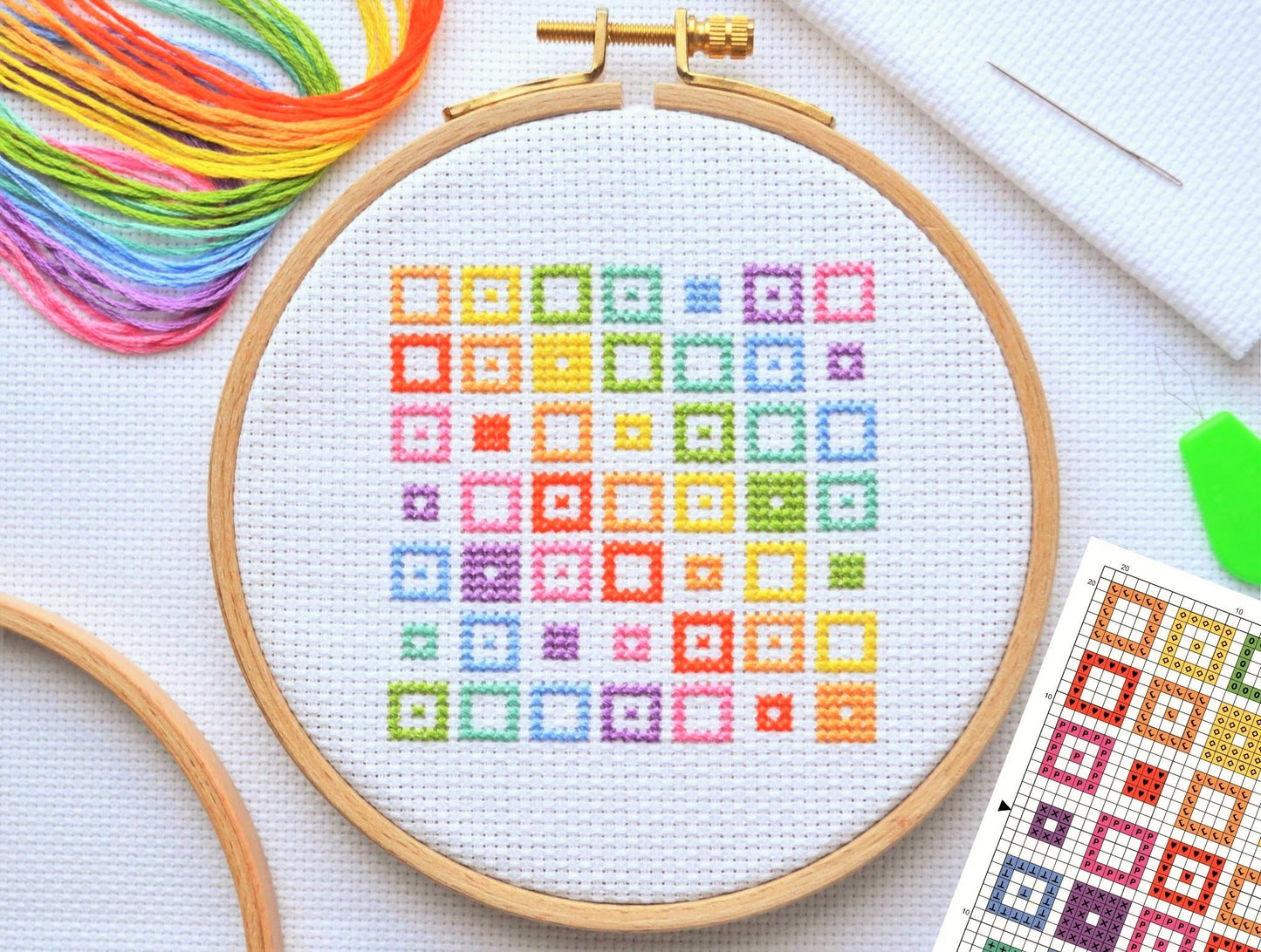 Mini Geometric Squares Cross Stitch Kit
