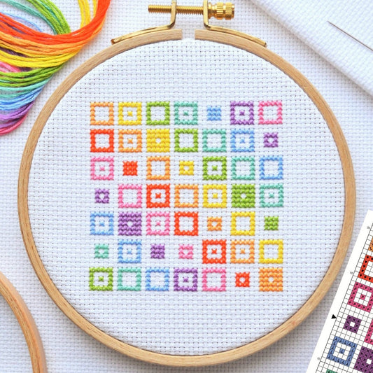 Mini Geometric Squares Cross Stitch Kit