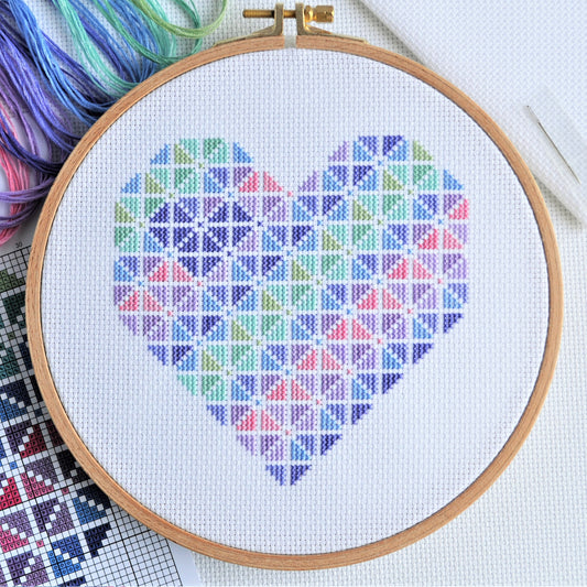 Striped Heart Cross Stitch Kit