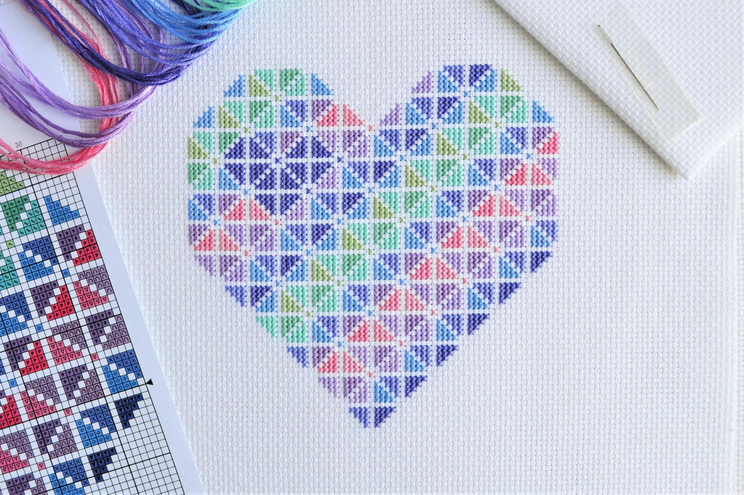 Striped Heart Cross Stitch Kit