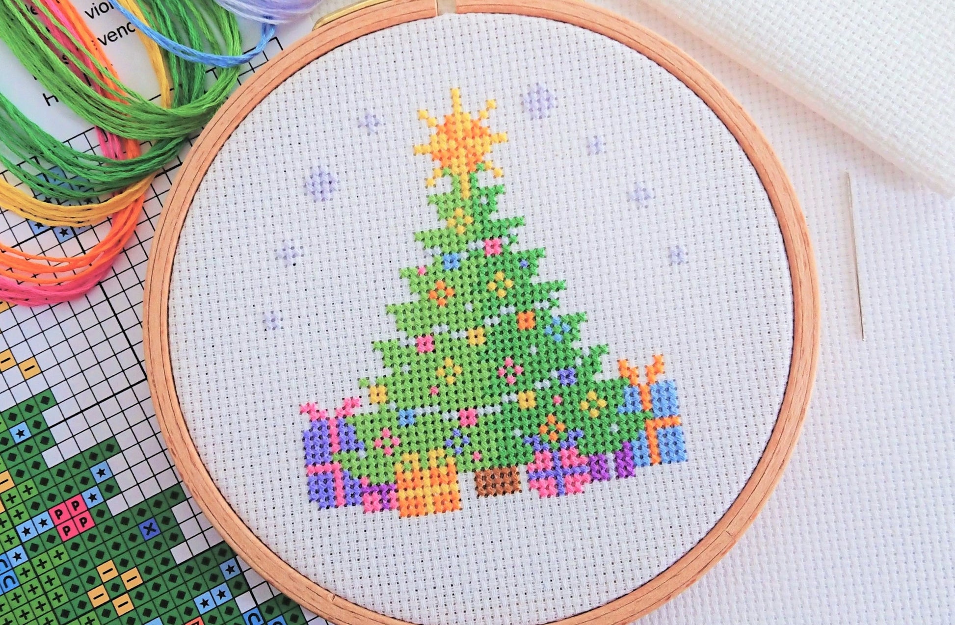 Set of 20 Christmas Trees Floss Drops Cross Stitching |Cross Stitch |  Embroidery | Hand Embroidery | Needlepoint | Sewing | Hand Sewing